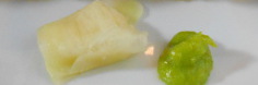 add wasabi and ginger to the serving dish